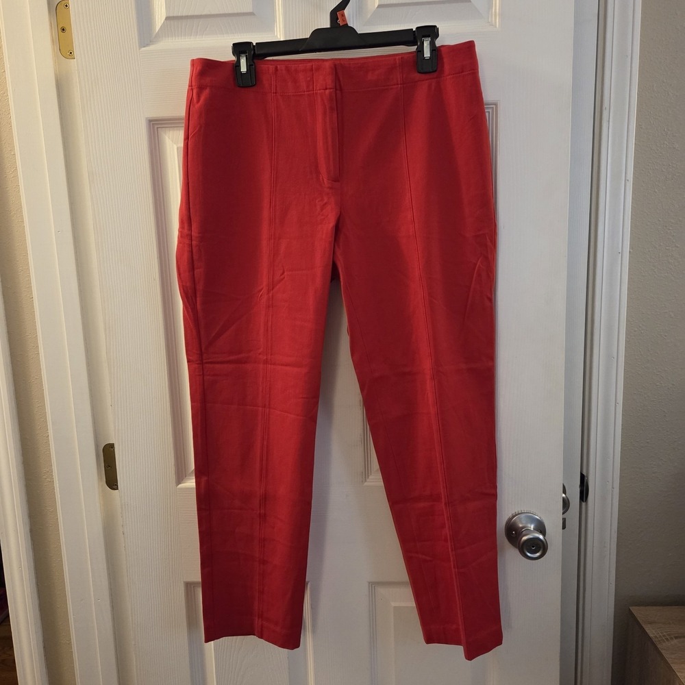 J. Jill sz 12 pimento red bistretch ankle slacks NWT casual career office chic